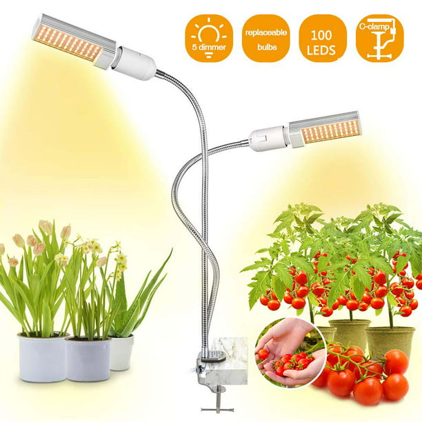 Full Spectrum Dual-Head 60 LED 50W Clip-on Plant Light for Indoo LED Grow Light